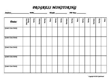 Printable Progress Monitoring Sheets
